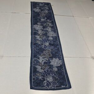 Vintage Ugra all silk Floral patterned Blue white maroon Gray Scarf lightweight